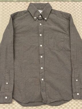 Taylor Stitch The Jack Shirt Textured Organic Cotton Wool Olive Men's Size 38